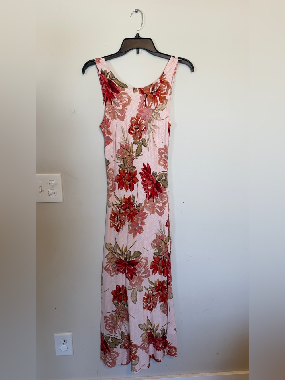 Paper Heart Blush Pink Floral Linen Sleeveless Midi Dress